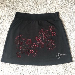 Desigual Black Laser Cut Skirt with Red Lining